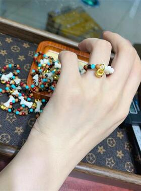 多宝坨骨戒指diy配件手工编织手绳项链文玩佛珠时尚配饰品隔珠