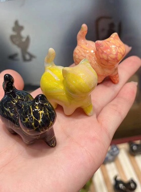 新品大漆流体猫咪摆件diy配件可爱文玩佛珠手串项链配饰品隔配件