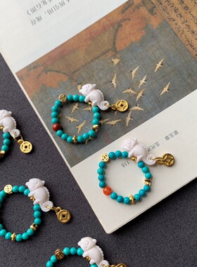 骨雕刻小蜥蜴戒指diy可做跑环又名吸亿文玩时尚饰品佛珠戒圈礼物