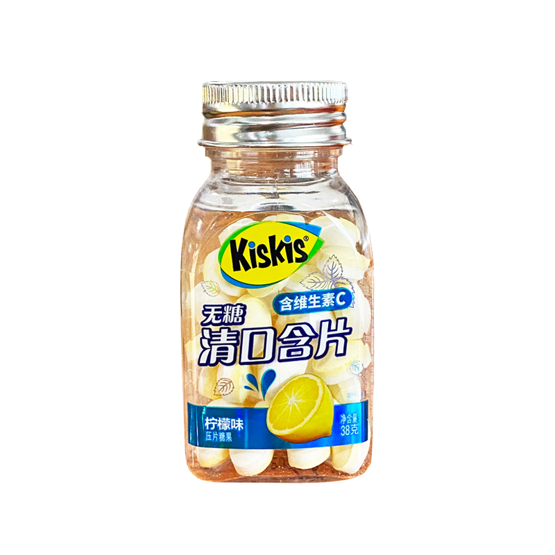 酷滋KisKis维C清口含片38g瓶装柠檬西瓜水蜜桃味压片糖果零食品 - 图3