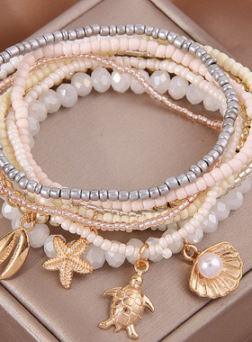 5条时尚中东名族风凉帽坠松石配饰挂坠混搭多层次女士手链1112