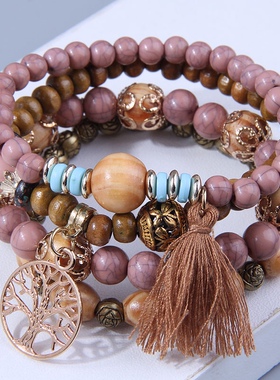 串珠名族风气质弹力手链0520