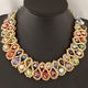 Korean style fashionable metal exaggerated crystal braided necklace