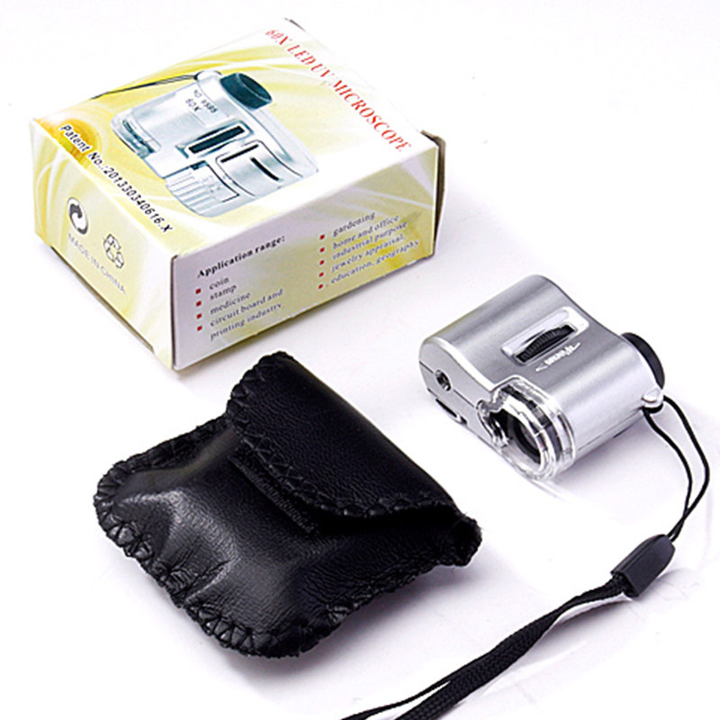 高清60倍带灯迷你放大镜高倍珠宝钻石古玩鉴