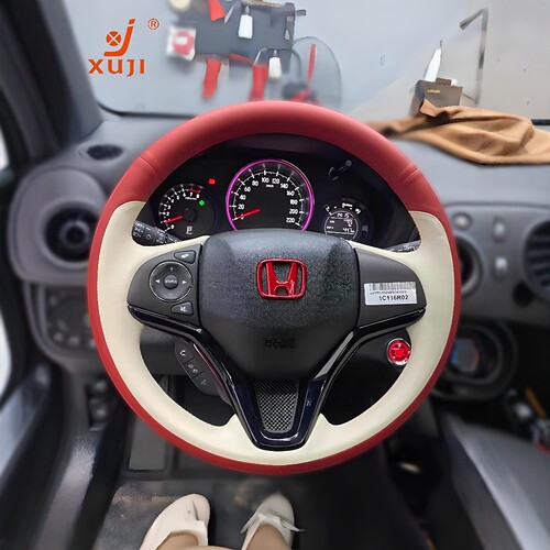 徐记适用于本田飞度手缝真皮方向盘套XRV缤智艾力绅思域crv把套 - 图1