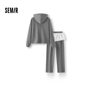 商场同款|森马套装女冬季抓绒卫衣屁帘卫裤2025新款运动风两件套