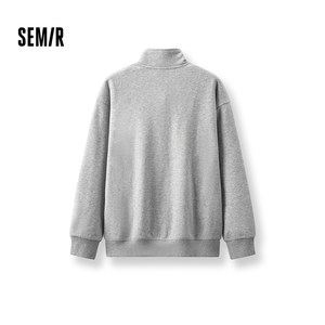 森马卫衣男发热抑菌半开襟立领针织上衣2025冬新款情侣装基础百搭