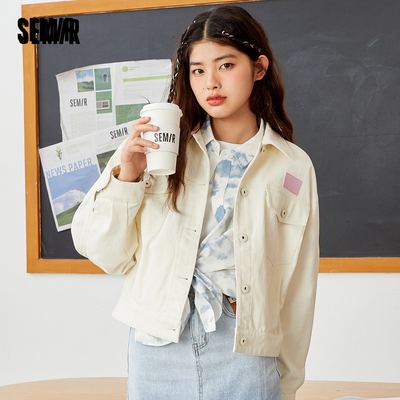 森马外套2022春季新款短款翻领夹克 森马裕伟短外套