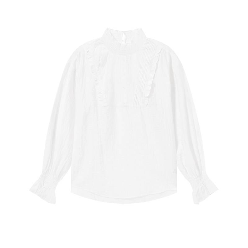 森马长袖2022春季新款木耳边衬衫 森马裕伟衬衫