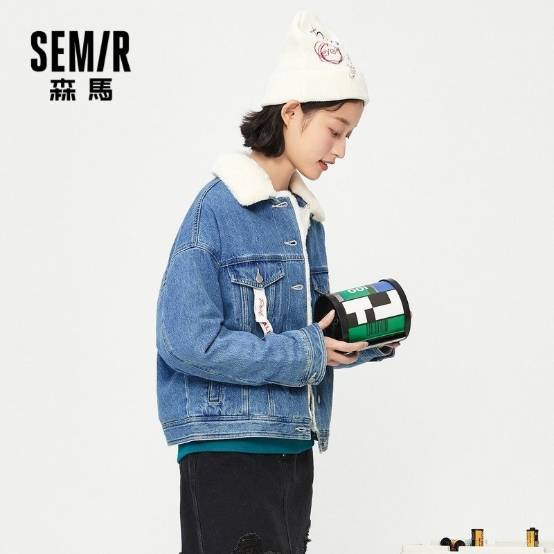 森马牛仔2020冬季新款加绒夹克棉服 森马裕伟短外套