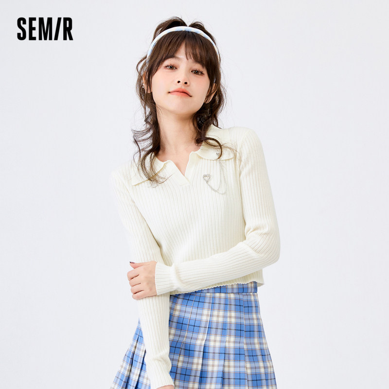 森马2022春季新款短款polo领针织衫 森马裕伟毛衣