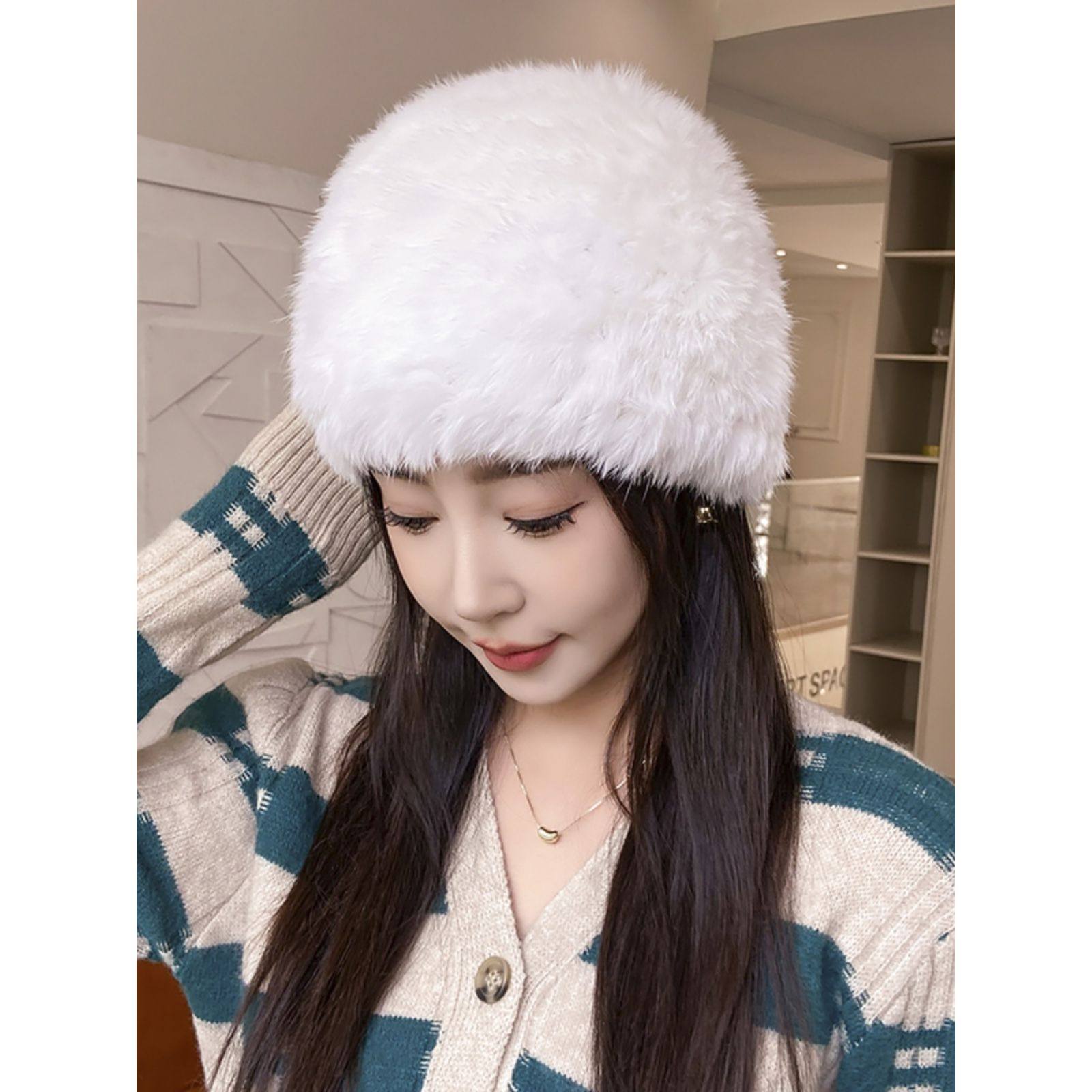 时尚渔夫帽女士秋冬帽子新款冬季真兔毛护耳保暖防寒加厚,淘宝优惠券,粉丝福利购,淘宝优惠卷