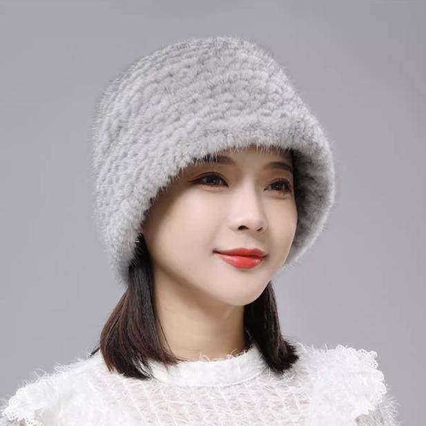 新款水貂皮水桶帽女时尚户外出游皮草帽子水貂毛编织保暖护耳,淘宝优惠券,粉丝福利购,淘宝优惠卷