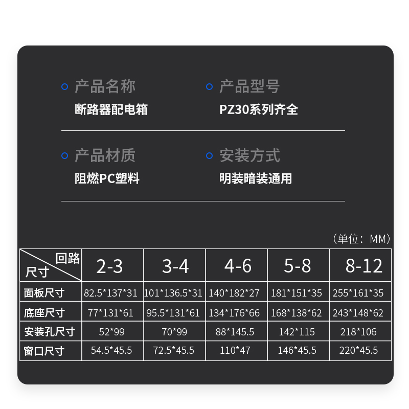 空气开关盒子漏电保护器空开盒PZ30配电箱家用明装暗装2-3位回路 - 图2