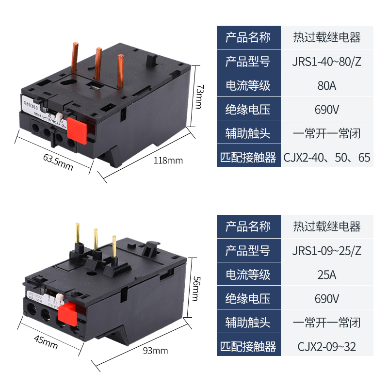 热继电器JRS1D-25/Z电机温度过热LR2热过载保护器10A 13A 18A 25A - 图0