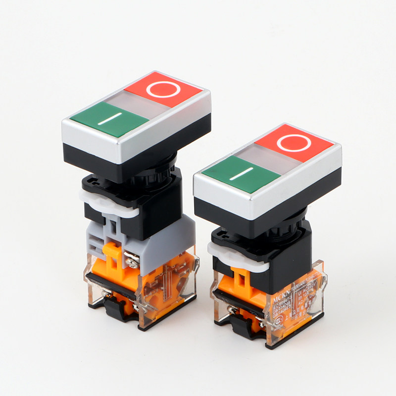 自复位双位双头按钮开关红绿色带灯LA38-11D/RG平头开关22mm,淘宝优惠券,粉丝福利购,淘宝优惠卷