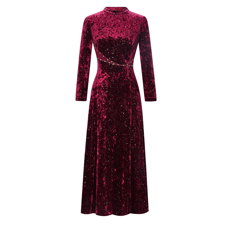 名兰世家婚礼妈妈礼服喜婆婆婚宴装长款女丝绒连衣裙原创平时可穿 - 图3