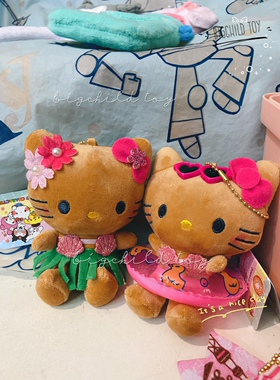 HelloKitty黑皮毛绒玩偶比基尼滑板公仔挂件/单个包邮/国产