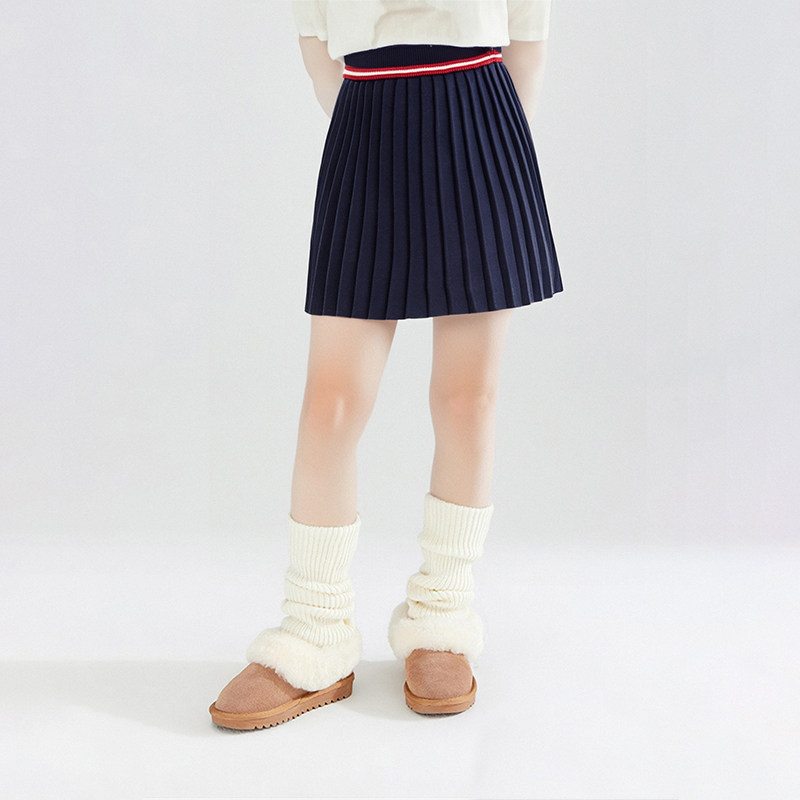 女童针织半身裙秋冬季儿童裙子新年女大童藏青百褶短裙学院风加厚,淘宝优惠券,粉丝福利购,淘宝优惠卷