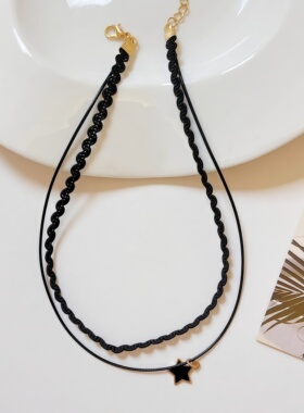 黑色五角星网红项圈颈链choker锁骨链女颈带脖子蕾丝2026新款项链