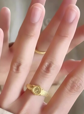 手表戒指金色开口可调节520情人节告白礼物男女款高颜值对戒礼物