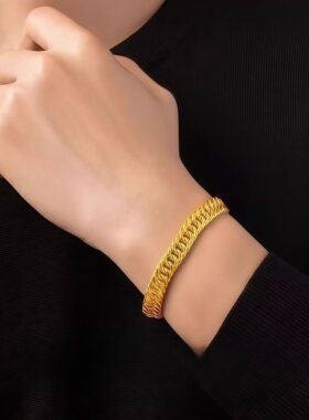 马鞭金色手链男女情侣款坦克马鞭链网红首饰老板链手链送老公礼物