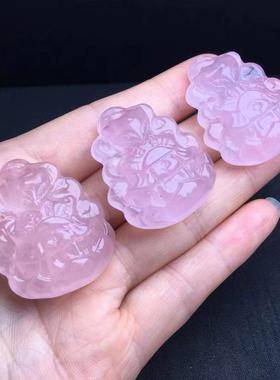 天然粉晶九尾狐桃花爱情吊坠