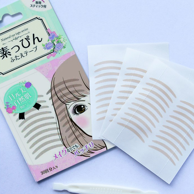 日本Lucky Trendy素双眼皮贴肌蕾丝网状肤色防水自然隐形神器30对 - 图2