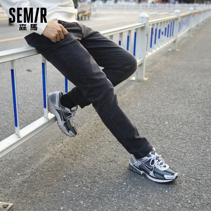 森马男士2021新款宽松潮牌直筒裤子 森马妙步牛仔裤