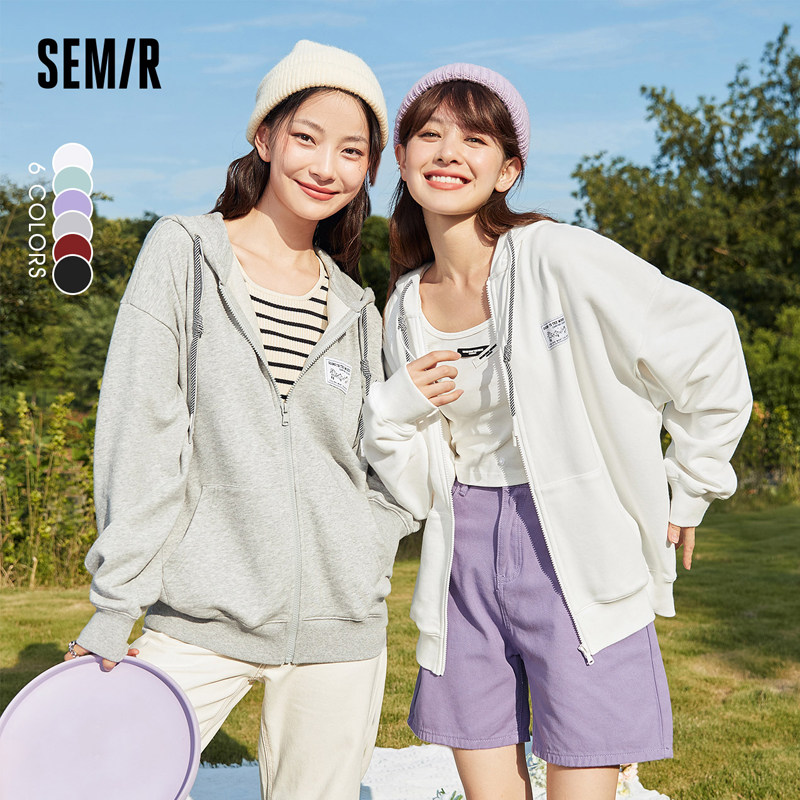 森马2022秋季新款宽松连帽运动卫衣 森马妙步短外套