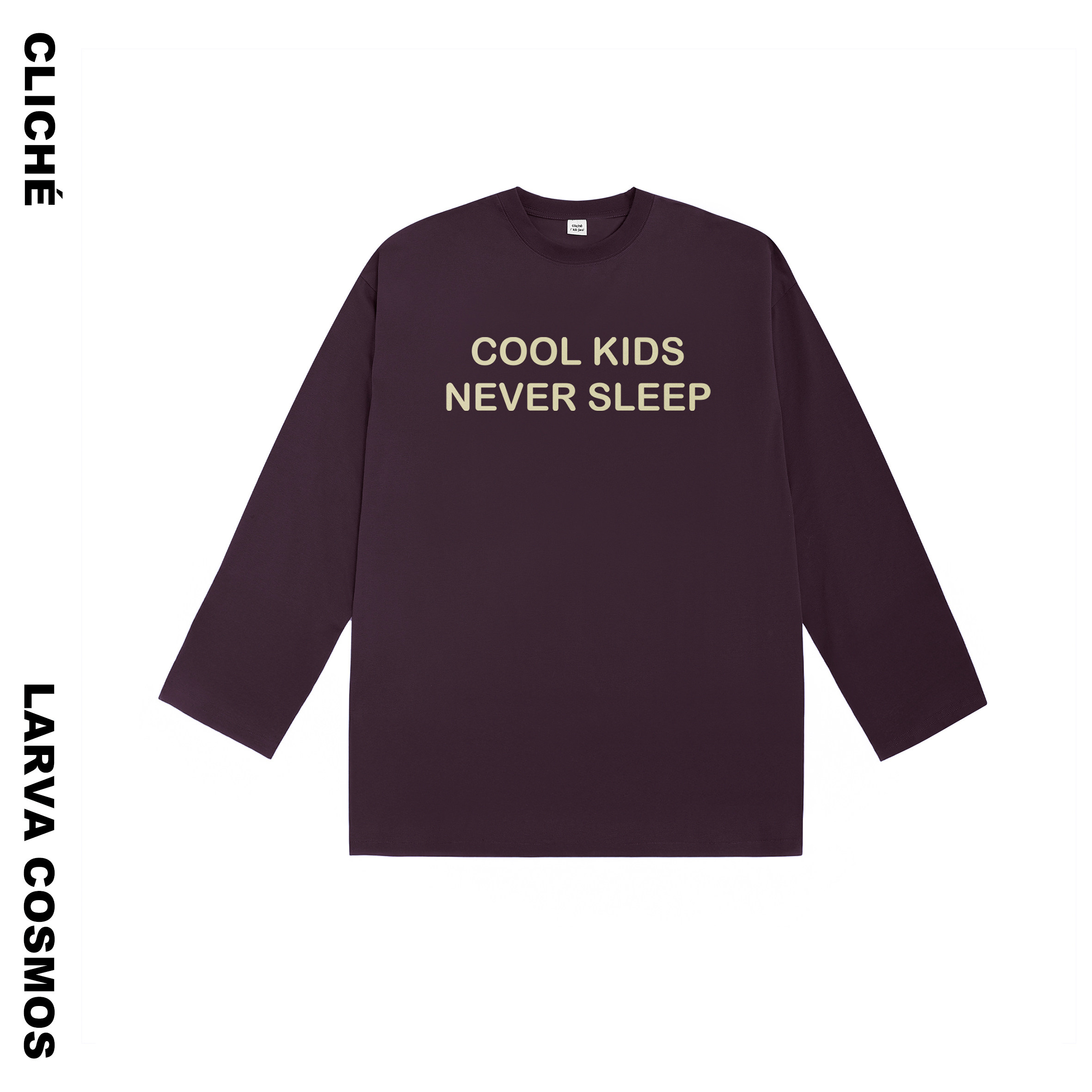 LarvaCosmos|字母标语磨毛印花长袖T恤