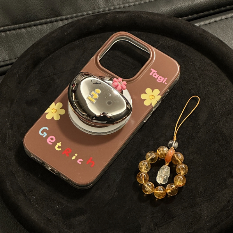 Natural Citrine Pixiu Cell Phone Chain Twist Ring
