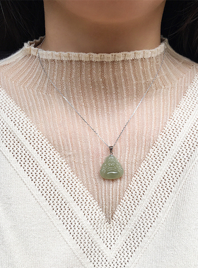 和田玉佛公小吊坠弥勒佛玉坠项链