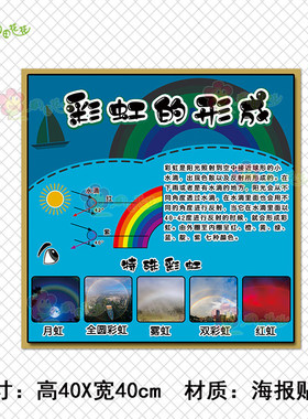 幼儿园科学环创主题墙布置彩虹下雨雪雷电形成原理天气预报站贴画