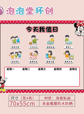 幼儿园卡通米奇风主题环创墙贴家园联系评比栏喝水步骤图班级公约