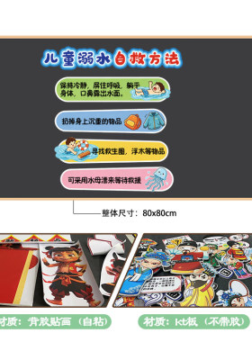 小学生夏季暑期防溺水珍爱生命主题黑板报宣传栏教育布置贴纸