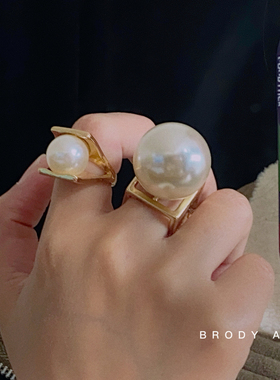 复古珍珠关节戒指女潮网红博主