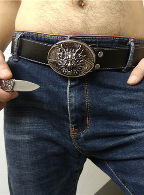 单独防身皮带头 有水果刀皮带头老虎头不锈钢皮带头青年防身腰带