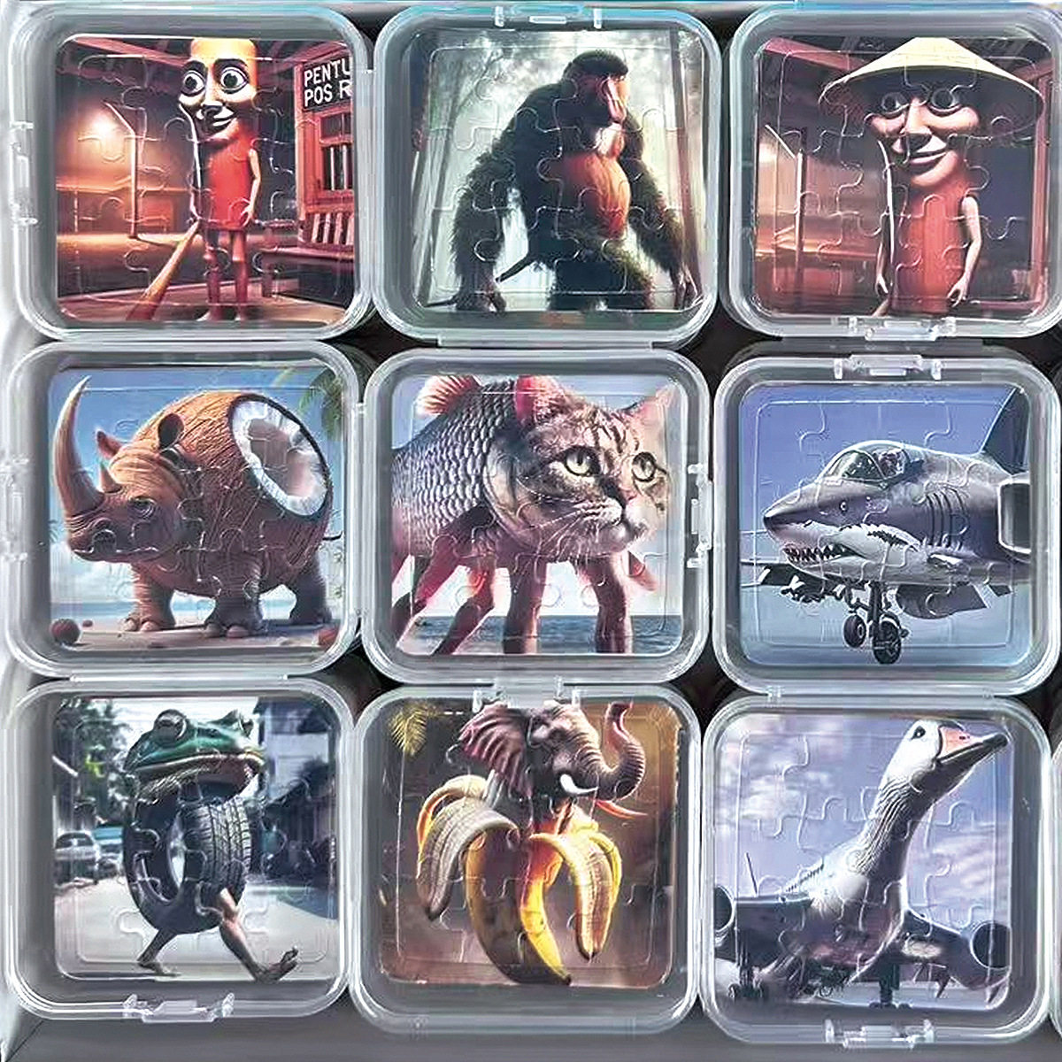 Foreign AI Classic of Mountains and Seas paper puzzle children's diy educational cognitive toys for boys and girls hand-assembled wooden stick figures