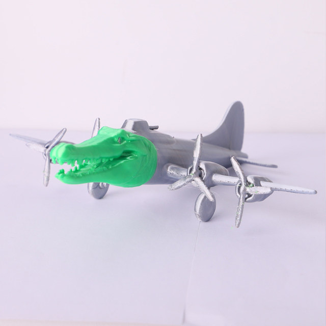 Bright silver bomber shark villain character figure ai mountain sea jing boss wooden stick man ornaments gift