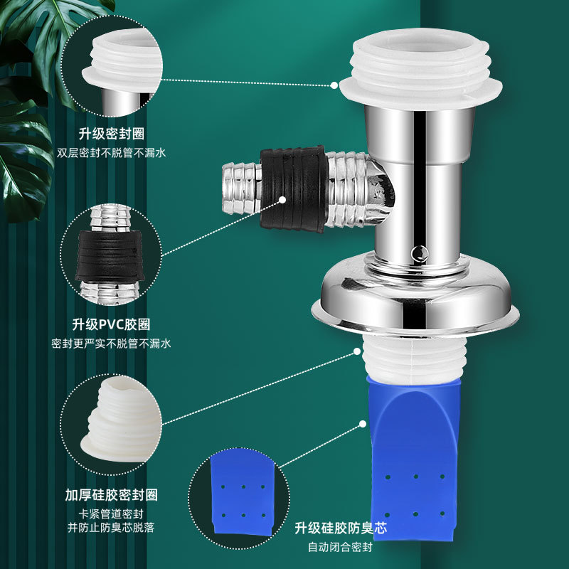 阳台洗衣机地漏专用三通下水管通用防臭防溢水神器卫生间厨房接头