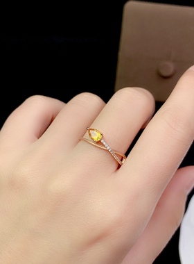 4*6mm水滴活圈925纯银镀白金祖母绿 橄榄石 黄水晶 戒指空托V1082