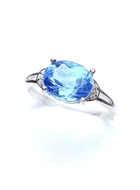 活圈925银镀白金79mm托帕石戒指