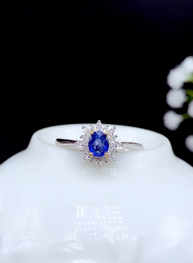 纯银斯里兰卡蓝宝石戒指空托