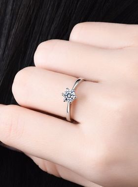 圆形纯银镀金莫桑钻石戒指空托