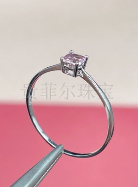 18k金 方形4mm--5mm18K白金 黄金 玫瑰金 戒指空托 女款 可代镶嵌