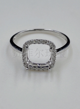 18k金 枕形6*6--7*7-8*8mm 18K白金 玫瑰金 黄金戒指空托 可代镶