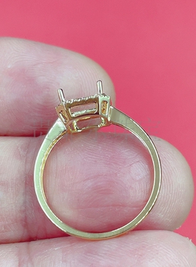 18k金 方形5*5mm 18K白金 玫瑰金 黄金戒指空托 可代镶嵌