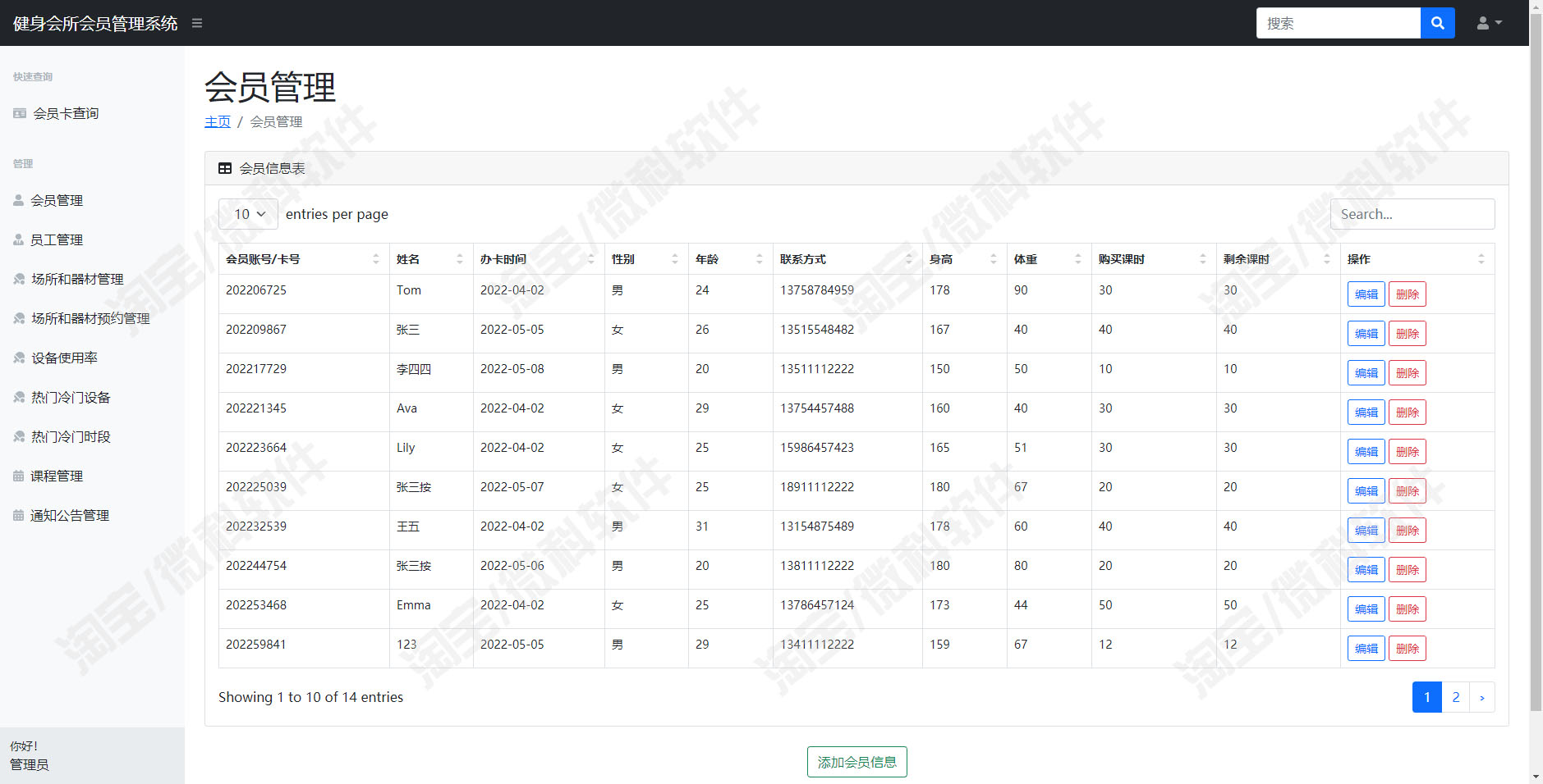 SpringBoot健身房管理系统java健身器材员工设备课程jsp源码mysql-图2