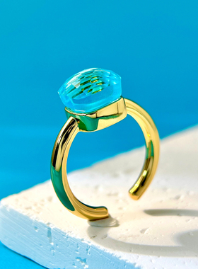 2025年潮款蘑菇头彩色水晶戒指女